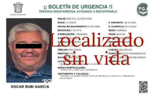 Oscar desapareció el 25 de noviembre en Metepec; hoy lo localizaron sin vida